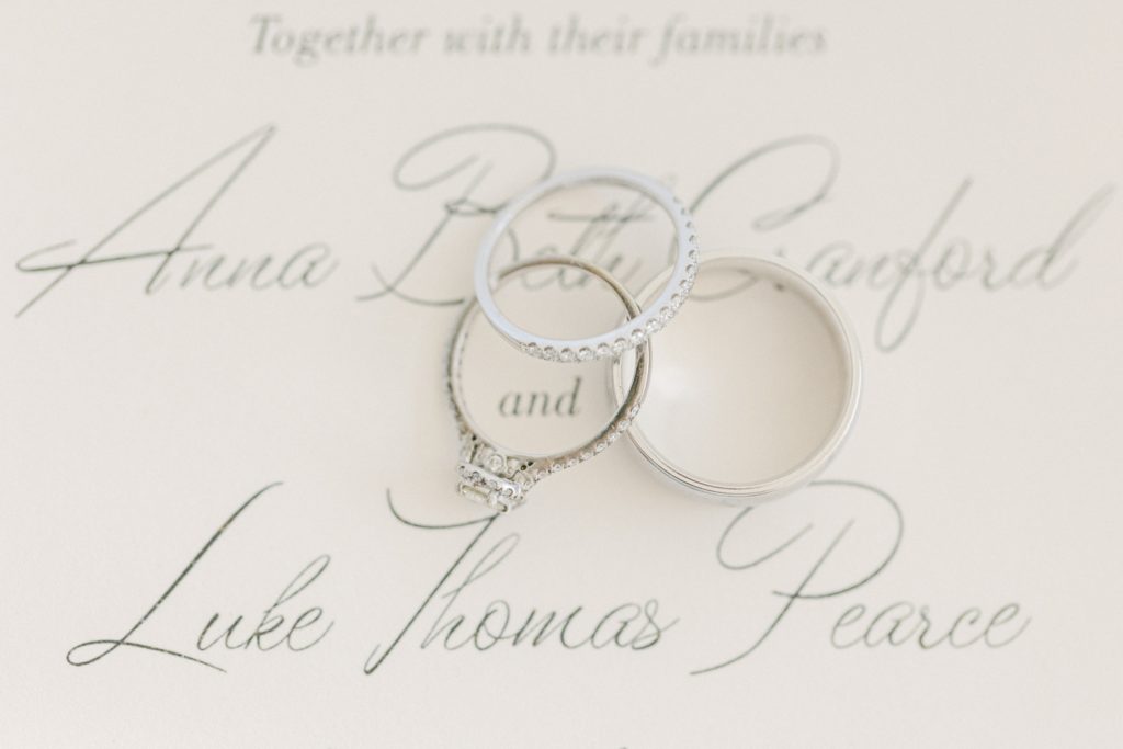 Bride and groom wedding rings.